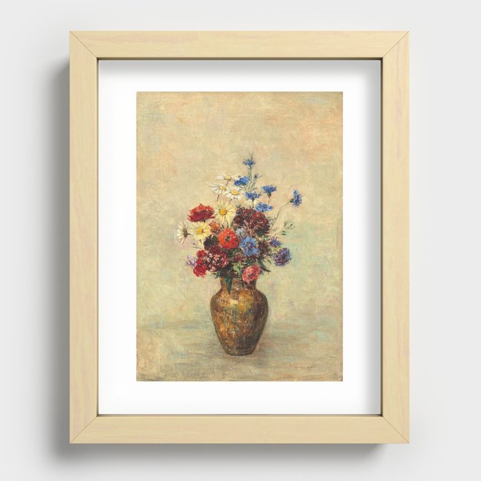 Flowers in a Vase (1910) by Odilon Redon. Recessed Framed Print