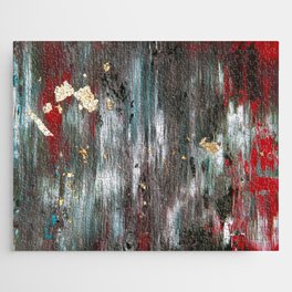 Brush Stroke Abstract Art Black and Red Jigsaw Puzzle