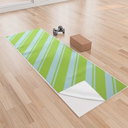 [ Thumbnail: Powder Blue and Green Colored Lines Pattern Yoga Towel ]