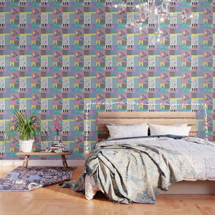 Memphis Pattern 27 80s 90s Retro 1st Year Anniversary Design Wallpaper By Graphicwavedesign Society6