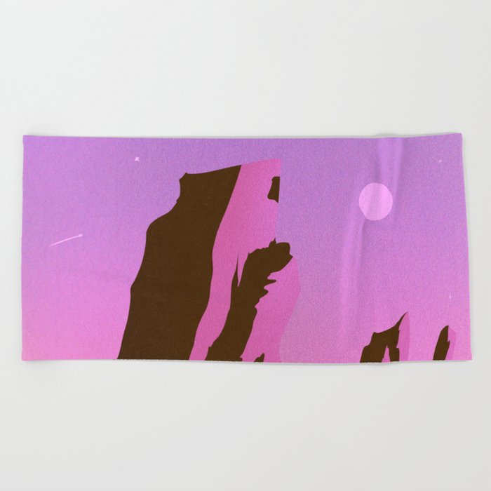 Purple Sunset Pink Mountains Landscape Beach Towel