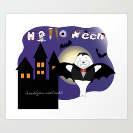 Halloween Dracula Cartoon Harp Seal Art Print