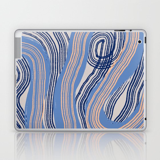 Blue and coral wavy stripe Laptop & iPad Skin