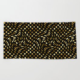 Twisted Polka Dots (black background) Beach Towel