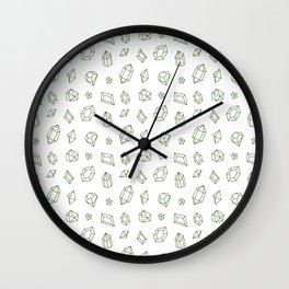 Green Gems Pattern Wall Clock