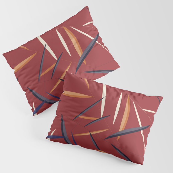 Leaves in a red background Pillow Sham
