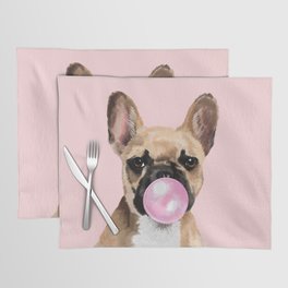 French Bull Dog with Bubblegum in Pink Placemat