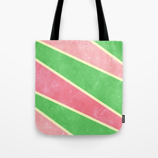 Pink and Green Diagonal Stripes Tote Bag