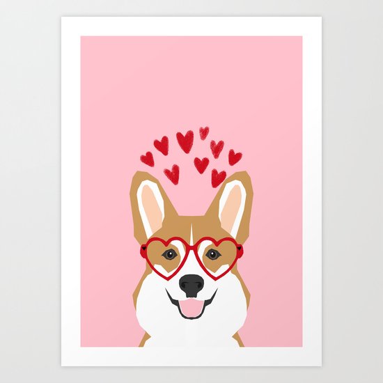 Corgi welsh corgi cute love hearts dog valentines day gifts for dog lover Art Print