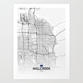 Millcreek, Utah, United States - Light City Map Art Print