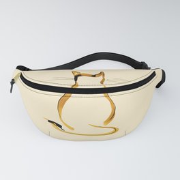  Sitting Cat from behind at Brown and Beige "Cat Drawings" Fanny Pack