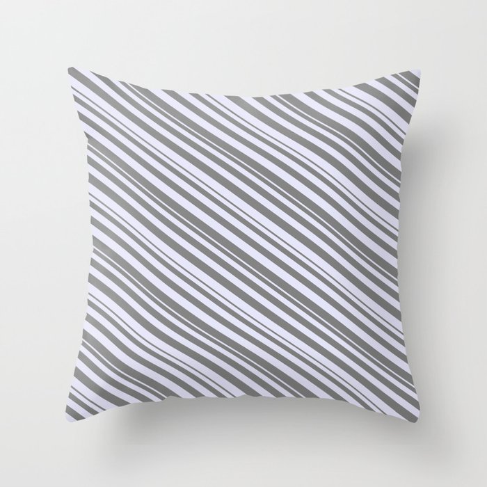 Grey & Lavender Colored Striped Pattern Throw Pillow