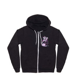 Purple Hair Kitten Halloween Pinup Zip Hoodie