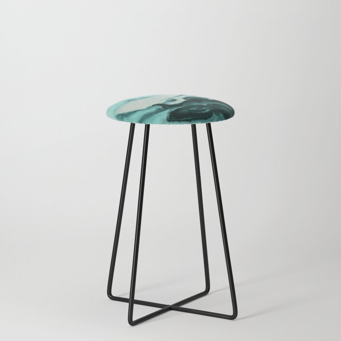 Abstract marbling mint Counter Stool