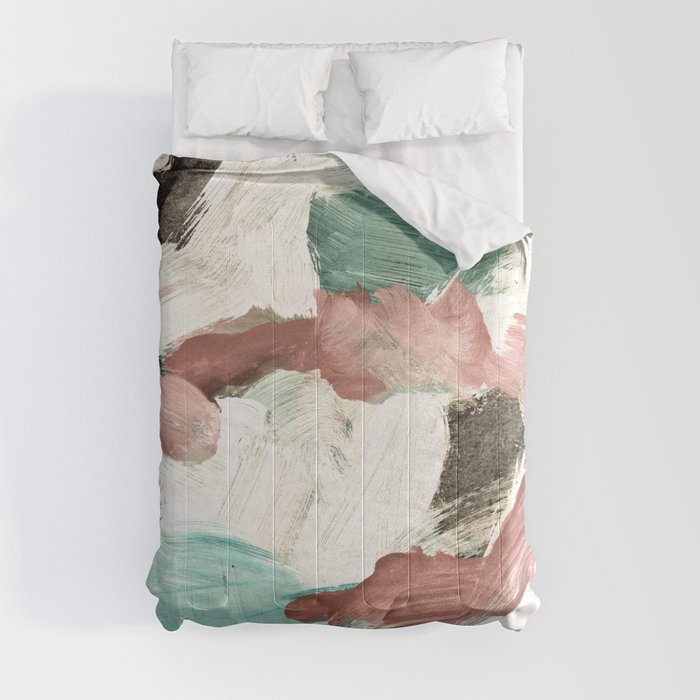 abstract painting VI - green & dusty pink Comforter