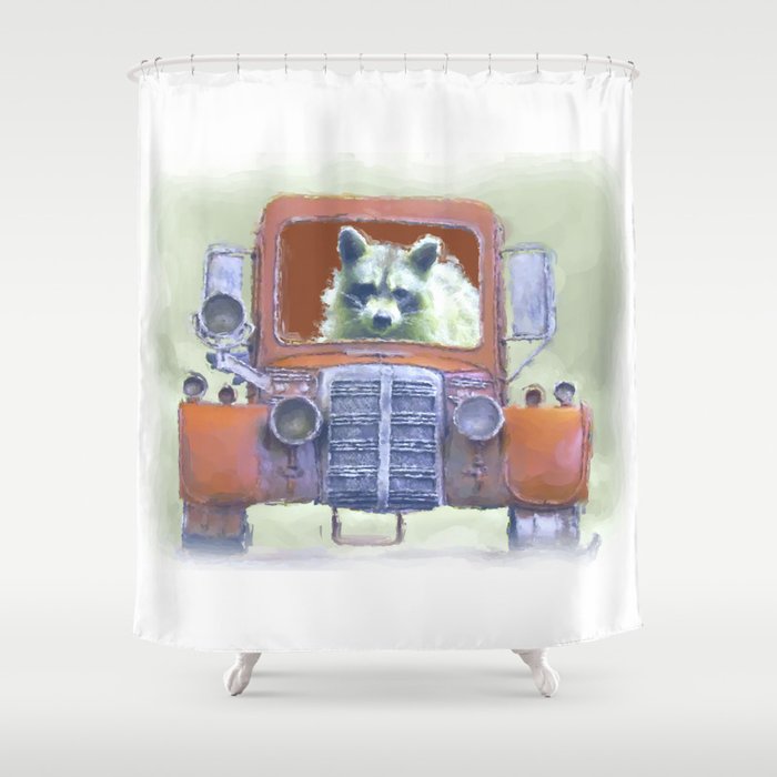 Rac Driving Old Red Truck Shower Curtain By Nicolphotographicart Rac Driving Old Red Truck Shower Curtain