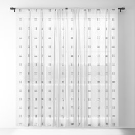 Minimal Black Lines on White - Modern Scandi Chic Geometric Block Print Pattern Sheer Curtain
