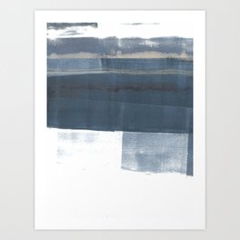 Blue and White Minimalist Abstract Landscape Art Print