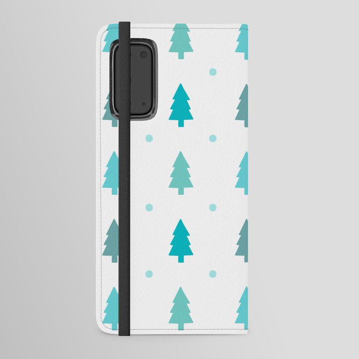 White Blue Beautiful Christmas Patterns Tree Android Wallet Case