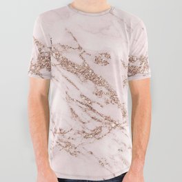 Soft Pink and Glitter Marble Collection All Over Graphic Tee