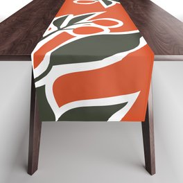 Red Cherry Leaf - Botanical, Abstract Table Runner