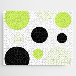 Atomic Era Circles With Dots Chartreuse Jigsaw Puzzle