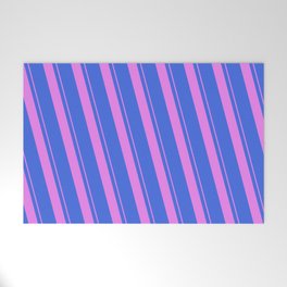 [ Thumbnail: Violet and Royal Blue Colored Lines Pattern Welcome Mat ]