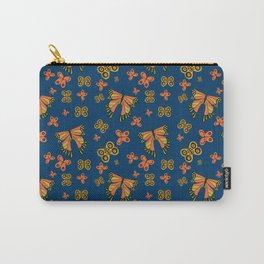 70 Style Folkart Butterfly -  Yellow Orange Navy Blue Carry-All Pouch