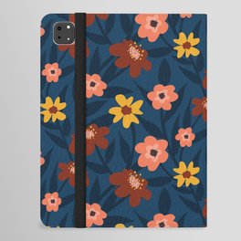 Ditsy Floral Pattern on Dark Blue iPad Folio Case