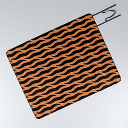 Tiger Wild Animal Print Pattern 322 Black and Orange Picnic Blanket