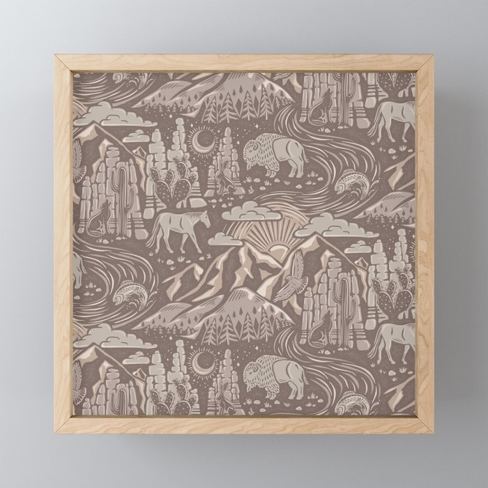 Wild West - Taupe Neutral  Framed Mini Art Print