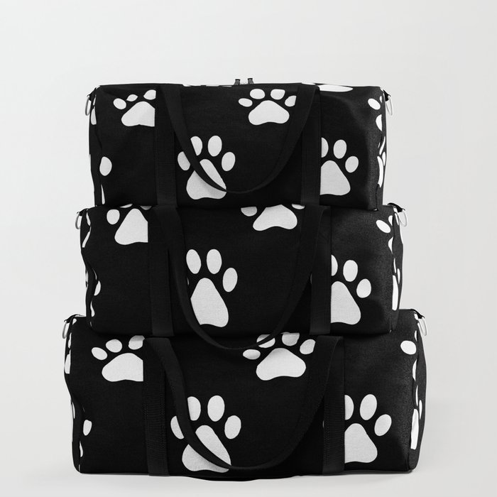 paw print black and white pattern Duffle Bag by Modern home design