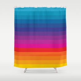 Classic 70s Vintage Style Retro Stripes - Funky Rainbow Shower Curtain