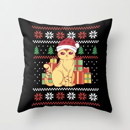 Cat With Gifts Throw Pillow