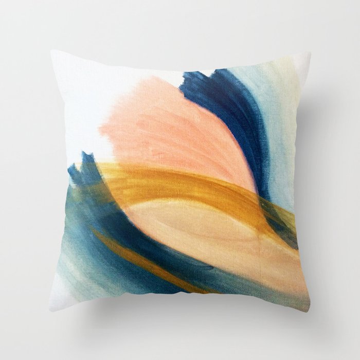 Slow as the Mississippi - Acrylic abstract with pink, blue, and brown Throw Pillow