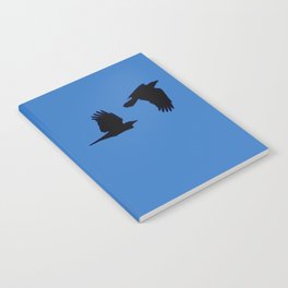 Two Ravens Flying Blue Sky Notebook