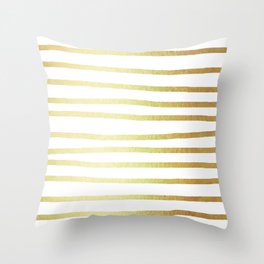 Simply Drawn Stripes 24k Gold Throw Pillow