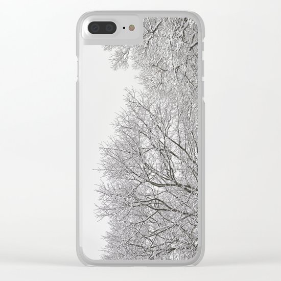 Snow covered tree tops Clear iPhone Case