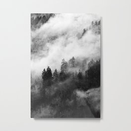 Black & white misty forest - Fog in the woods | travel art photography print Metal Print | Mist, Forest, Canada, Rain, Abstract, Black And White, Landscape, Trees, Moody, Nature 