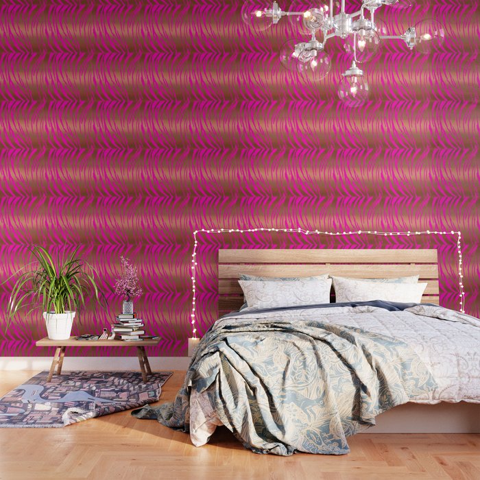 Metallic Tiger Stripes Pinks Wallpaper