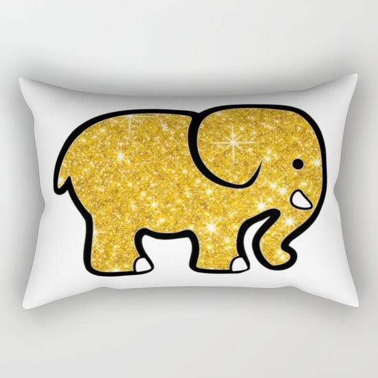 Gold Glitter Elephant Rectangular Pillow