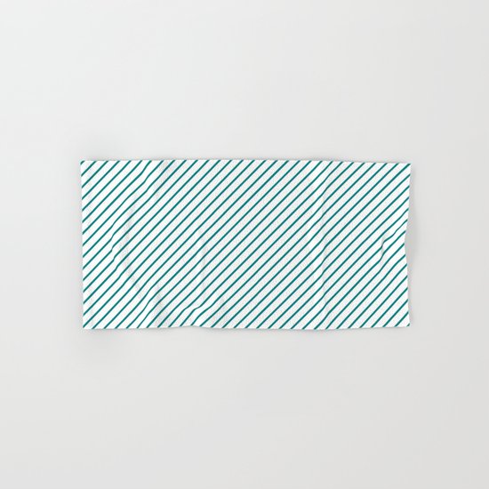 Diagonal Lines (Teal/White) Hand & Bath Towel