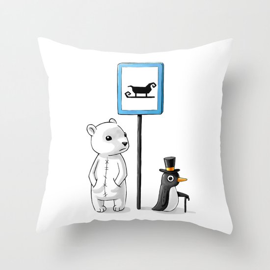 School Stop Throw Pillow