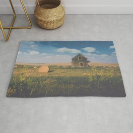 Hay Field House Rug | Haybales, Sky, Color, Farm, Clouds, Countryside, Photo, Hayfield, Abandoned, Roundbales 
