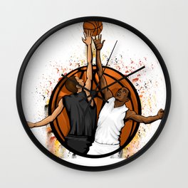 Basketball jump ball featuring two players in a basketball Wall Clock