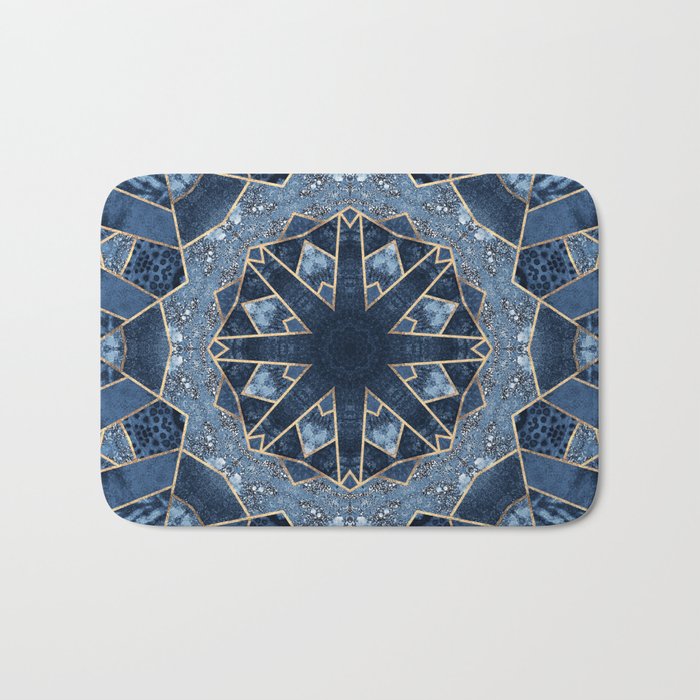 Geometric Blue Mandala Bath Mat