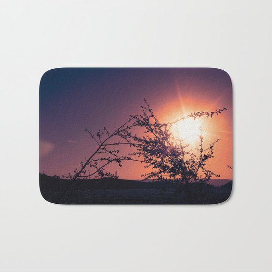 Catching the Moment (Coral Orange Sunset, Dark Violet sky) Bath Mat