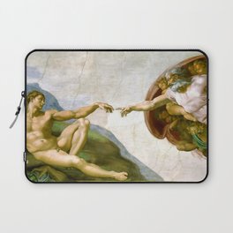 The Creation of Adam Painting by Michelangelo Sistine Chapel Laptop Sleeve