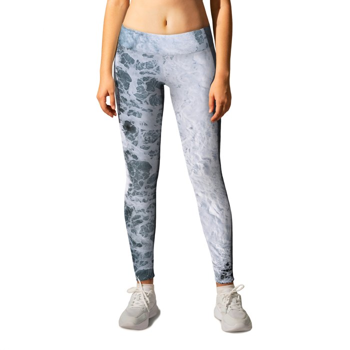 Waves from above on a Black Sand Beach Leggings