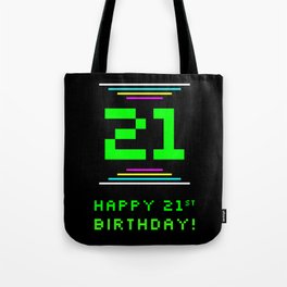 [ Thumbnail: 21st Birthday - Nerdy Geeky Pixelated 8-Bit Computing Graphics Inspired Look Tote Bag ]